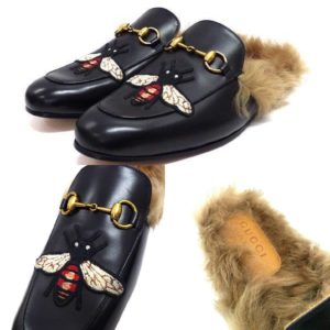 お買取りさせて頂きました。GUCCI PRINCETOWN LEATHER SLIPPER BEE刺繍